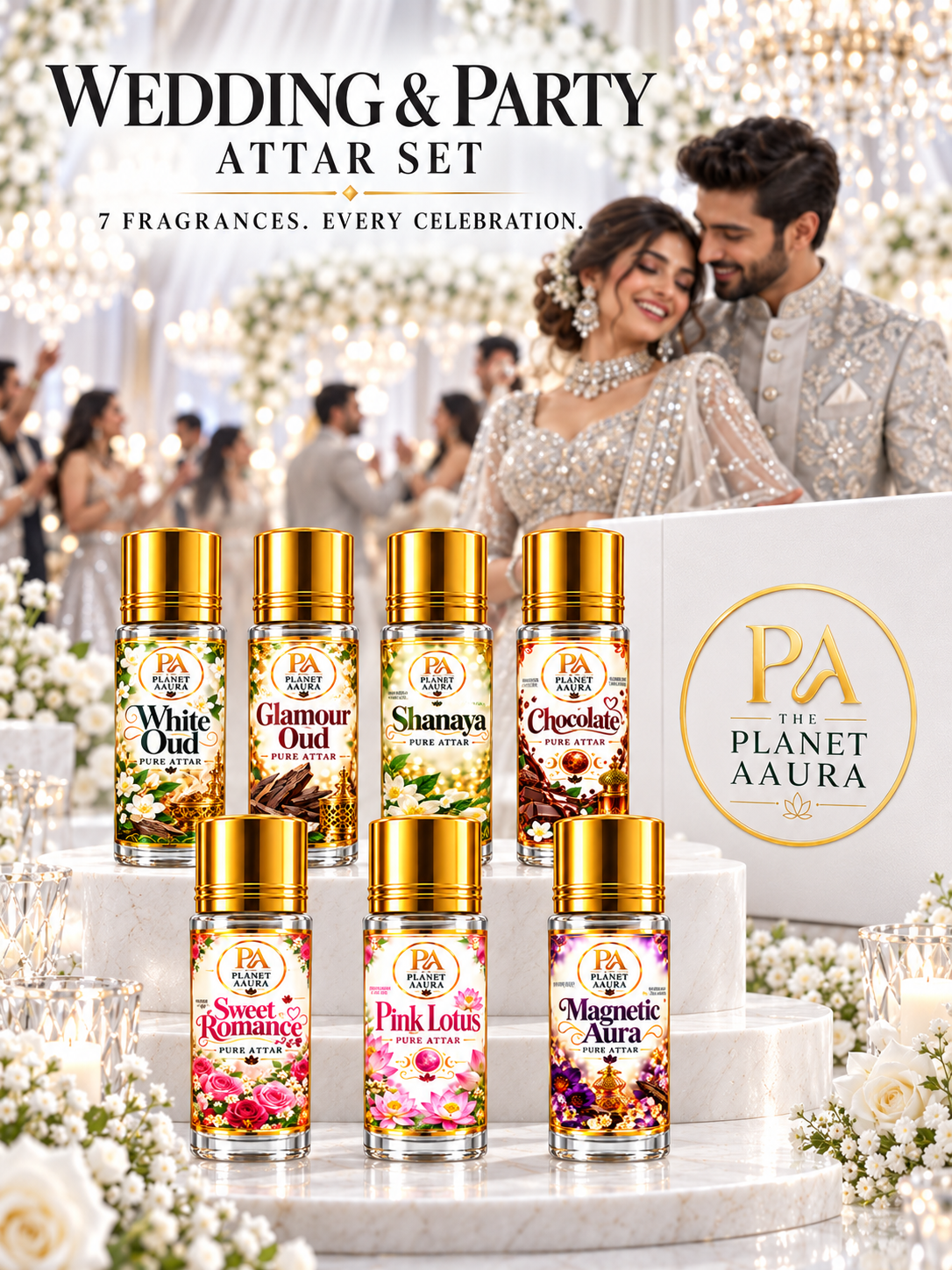 Wedding & Party Attar Set for Personal Charm, Romantic Mood & Celebration | 7 Attars × 6 ML - Image 4