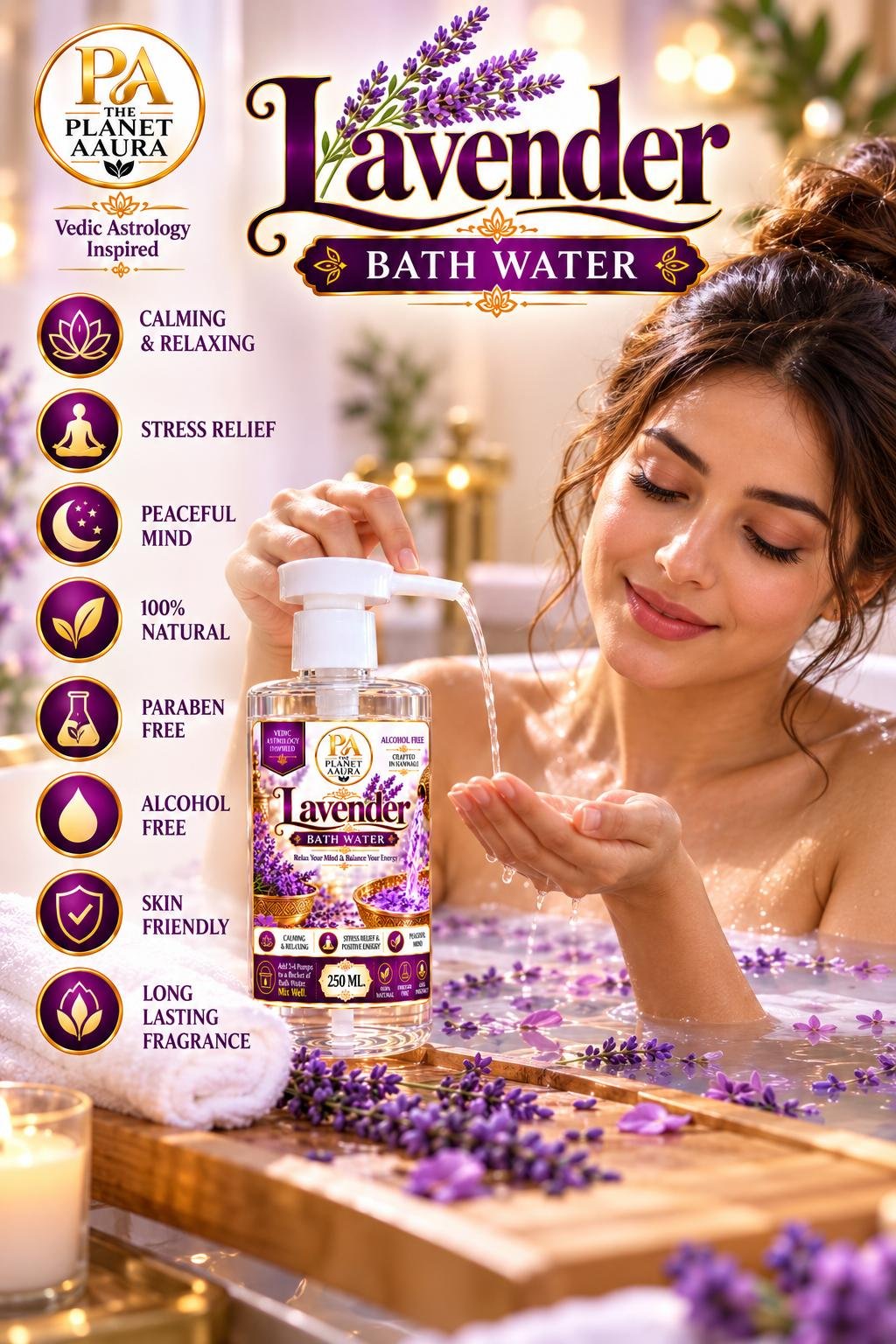 Lavender Bath Water | For Mental Peace, Emotional Balance & Positive Energy – 250 ml - Image 5