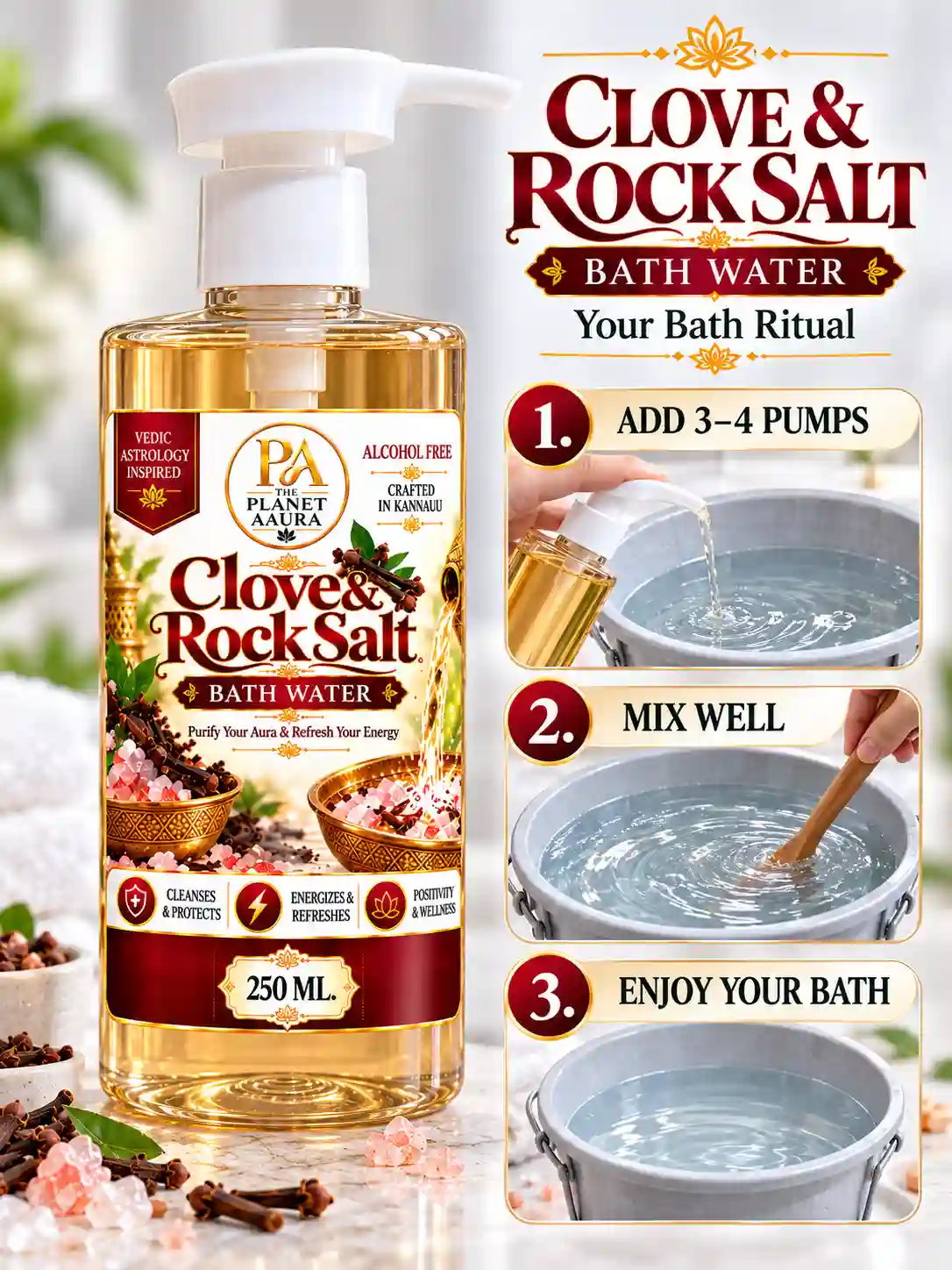 Clove & Rock Salt Bath Water- 250 ML - Image 3