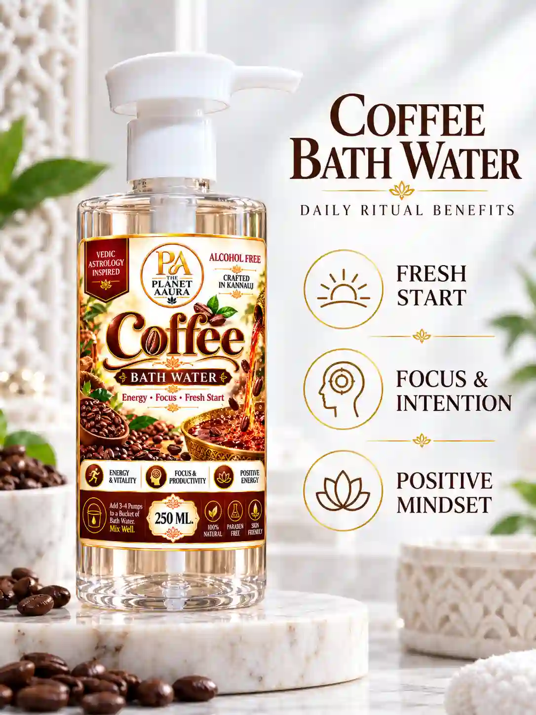Coffee bath water daily ritual