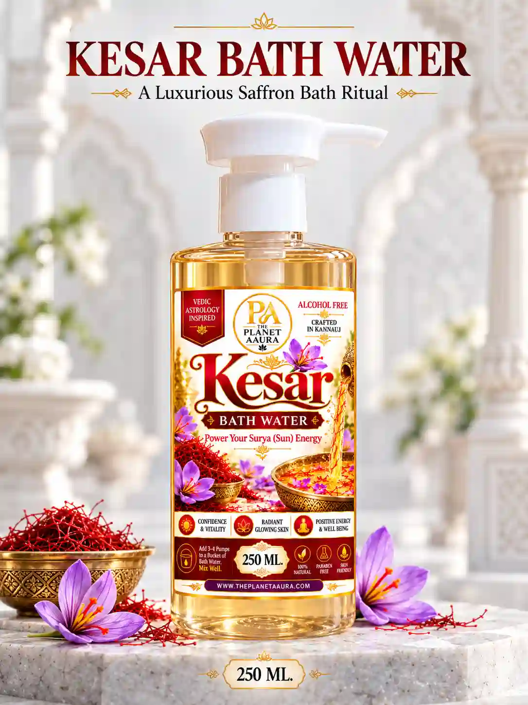 Kesar Bath Water, saffron luxury
