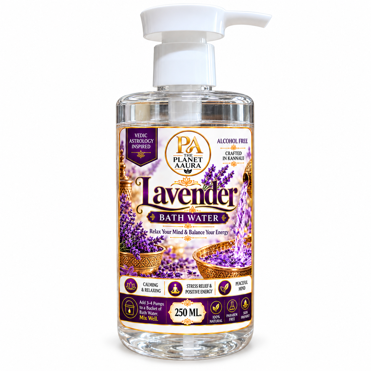 Lavender Bath Water | For Mental Peace, Emotional Balance & Positive Energy – 250 ml