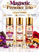 Magnetic Presence Trio for Magnetic Aura, Magnet & Aura Bomb Pure Attar | Attraction, Confidence, Charisma & Party Special Fragrance