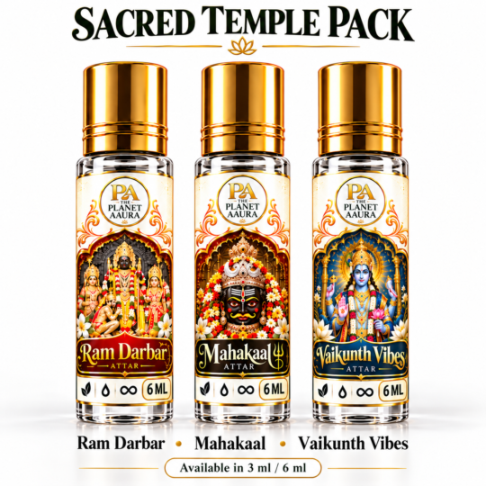 Sacred Temple Pack for Pure Spiritual Attar Trio | Ram Darbar, Mahakaal & Vaikunth Dhaam