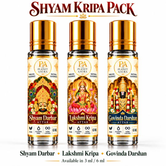 Shyam Kripa Pack for Pure Spiritual Attar Trio | Shyam Darbar, Laxmi Kripa & Govinda Darshan