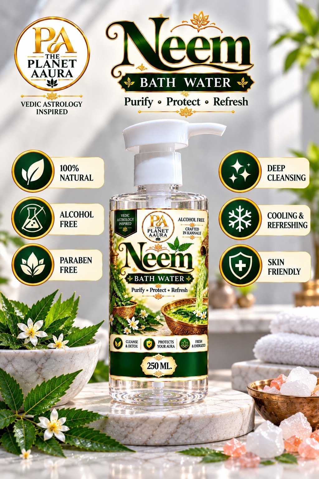Neem Bath Water for Positivity, Fresh Starts & Protection Symbolism | 250 ML - Image 5