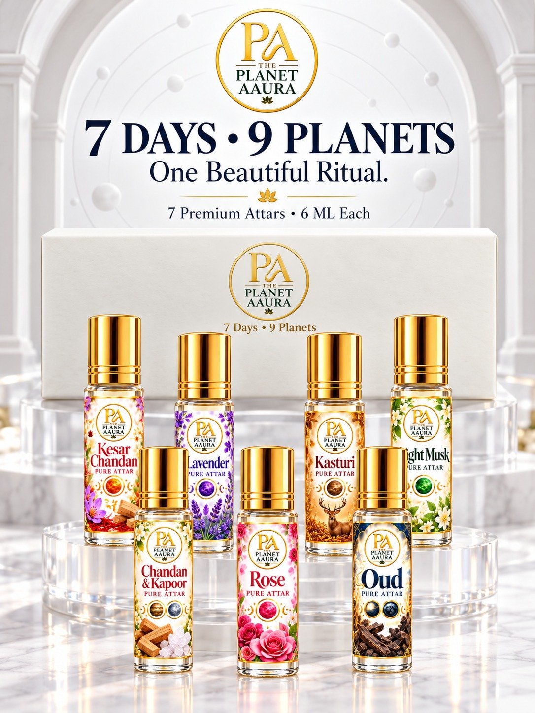 7 Days 9 Planets Attar Set for Positivity, Prosperity & Life Harmony | 7 Attars - Image 2
