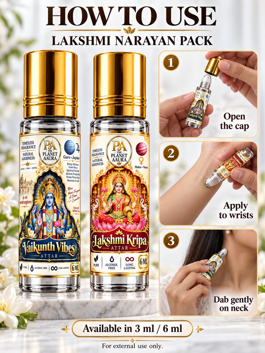 Lakshmi Narayan Pack for Pure Spiritual Attar Duo | Vaikunth Dhaam & Laxmi Kripa - Image 4