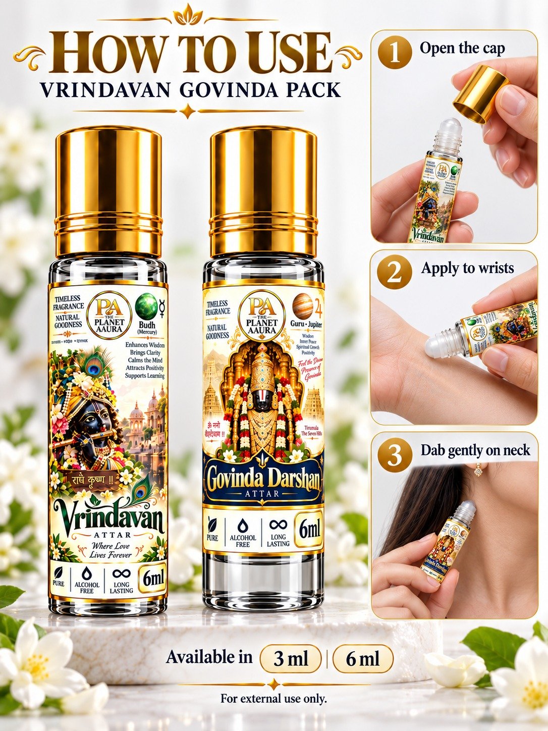 Vrindavan Govinda Pack for Pure Spiritual Attar Duo | Vrindavan & Govinda Darshan - Image 4