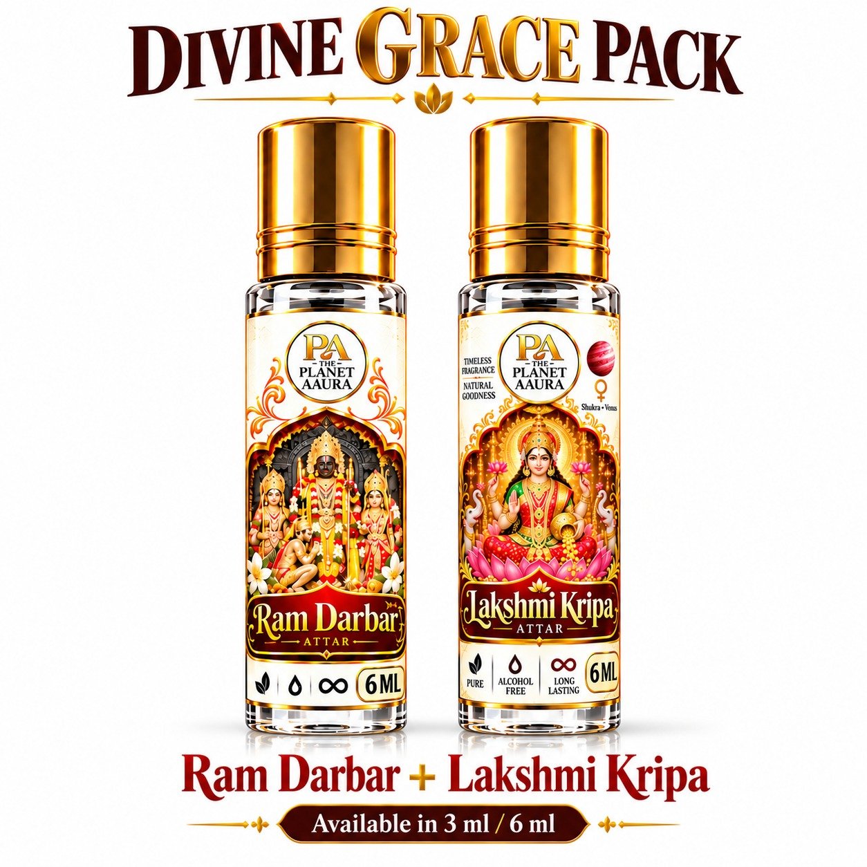 Divine Grace Pack for Pure Spiritual Attar Duo | Ram Darbar & Laxmi Kripa