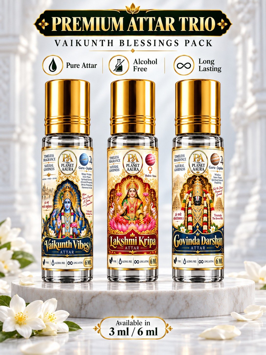 Vaikunth Blessings Pack for Pure Spiritual Attar Trio | Vaikunth Dhaam, Laxmi Kripa & Govinda Darshan - Image 4