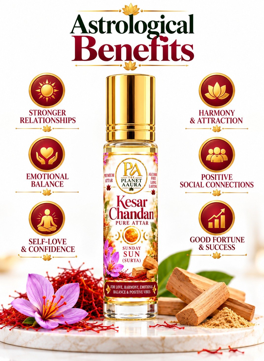 Kesar Chandan Attar for Saffron & Sandalwood Fragrance for Daily Wear & Devotion | 6 ML - Image 3