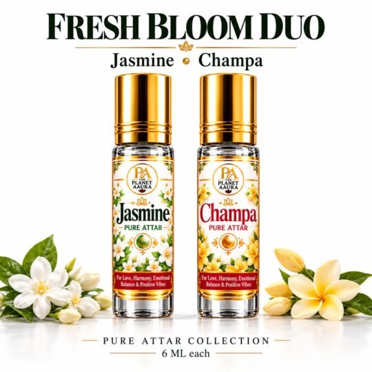 Fresh Bloom Duo for Jasmine & Champa Pure Attar | Love, Harmony, Positivity & Premium Floral Fragrance | 6 ML × 2