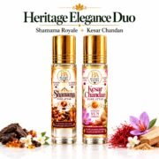 Heritage Elegance Duo for Shamama Royale & Kesar Chandan Pure Attar | Royal Luxury, Calmness, Confidence, Harmony & Sun Energy