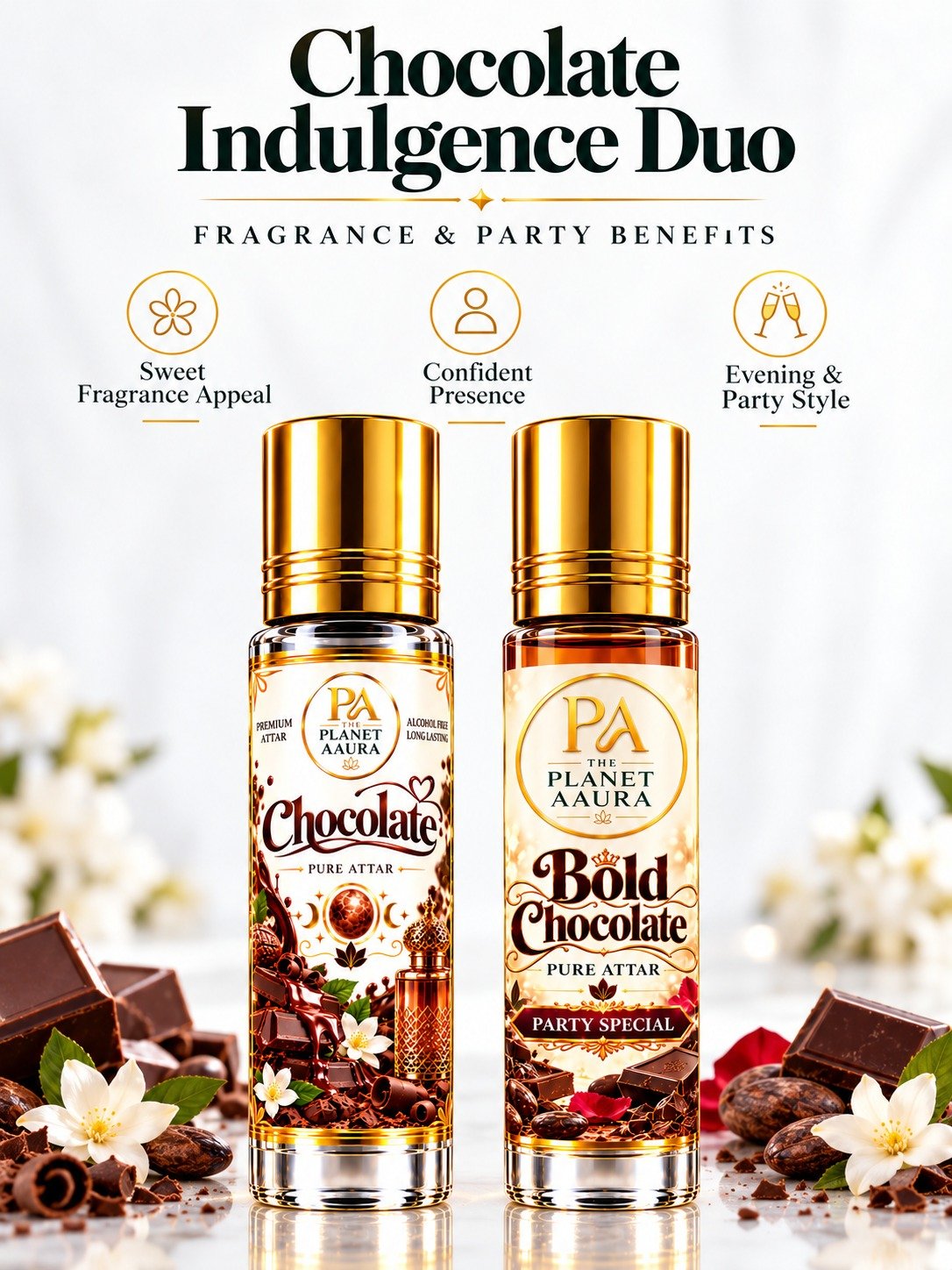 Chocolate Indulgence Duo for Chocolate & Bold Chocolate Pure Attar | Sweet Romance, Attraction, Confidence & Luxury Chocolate Fragrance - Image 4