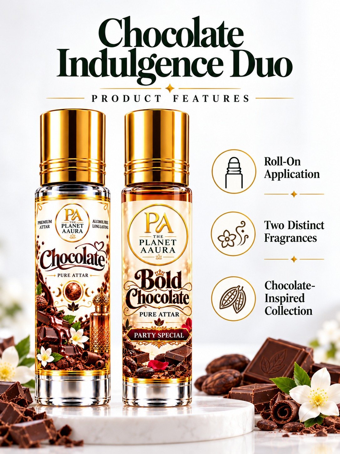 Chocolate Indulgence Duo for Chocolate & Bold Chocolate Pure Attar | Sweet Romance, Attraction, Confidence & Luxury Chocolate Fragrance - Image 3