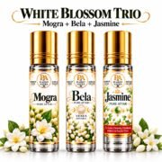 White Blossom Trio for Mogra, Bela & Jasmine Pure Attar | Love, Attraction, Harmony, Beauty & Prosperity