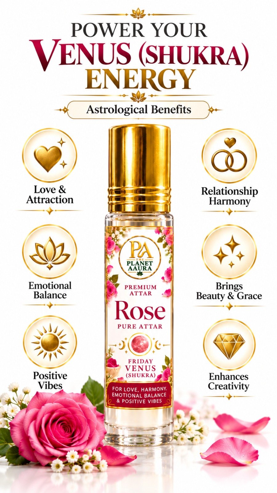 Rose Pure Attar for Love, Attraction, Marriage Harmony, Beauty & Venus Energy - Image 4