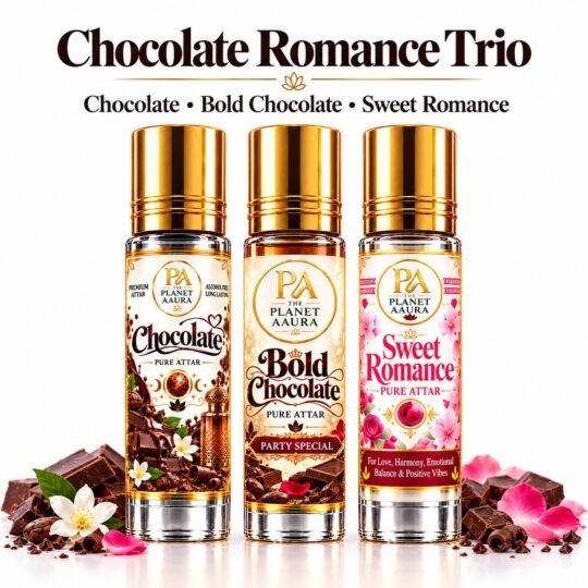 Chocolate Romance Trio for Chocolate, Bold Chocolate & Sweet Romance Pure Attar | Love, Attraction, Confidence & Romantic Fragrance