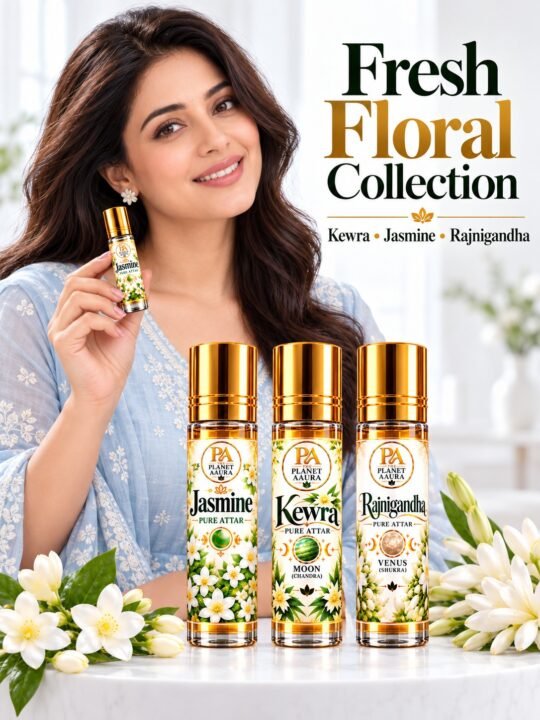 Fresh Floral Collection for Kewra, Jasmine & Rajnigandha Pure Attar | Mental Peace, Love, Attraction, Marriage Harmony & Floral Elegance
