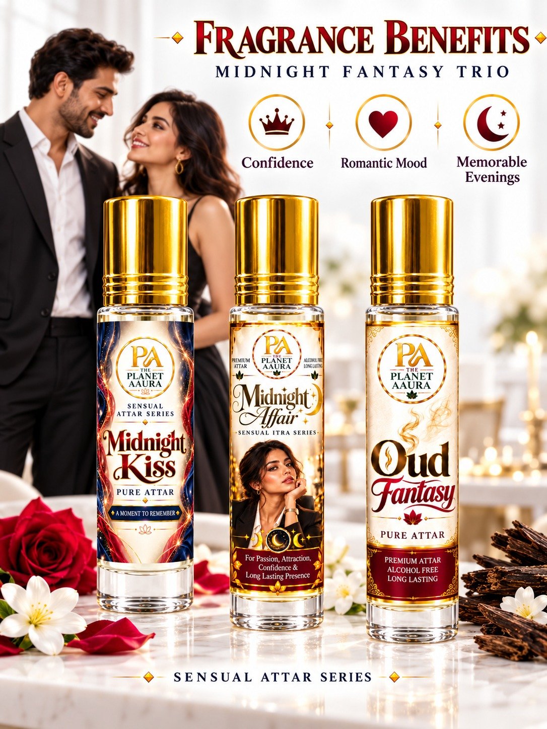 Midnight Fantasy Trio for Midnight Kiss, Midnight Affair & Oud Fantasy Pure Attar | Romance, Passion, Confidence & Luxury Oud - Image 6