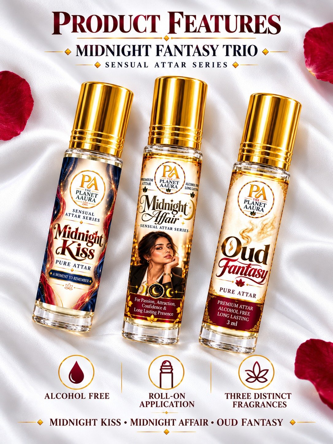 Midnight Fantasy Trio for Midnight Kiss, Midnight Affair & Oud Fantasy Pure Attar | Romance, Passion, Confidence & Luxury Oud - Image 5