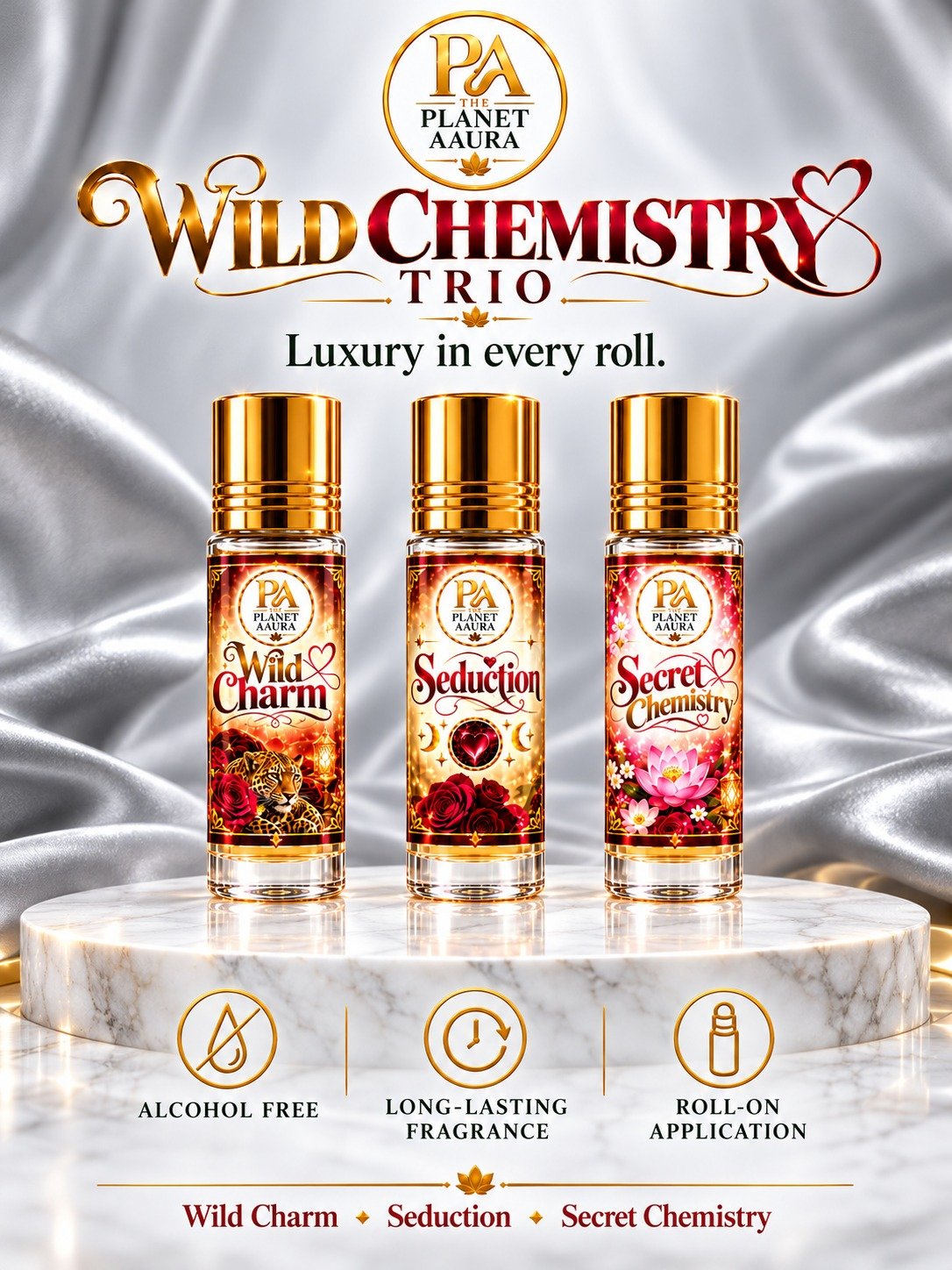 Wild Chemistry Trio for Wild Charm, Seduction & Secret Chemistry Pure Attar | Passion, Romance, Attraction & Confidence - Image 4